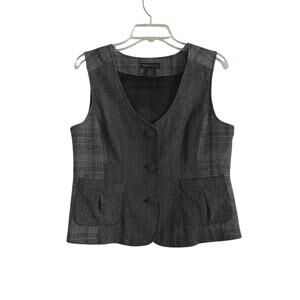 Point Zero Wool Blend Button Vest Womens Size M Plaid Tweed Academia Preppy